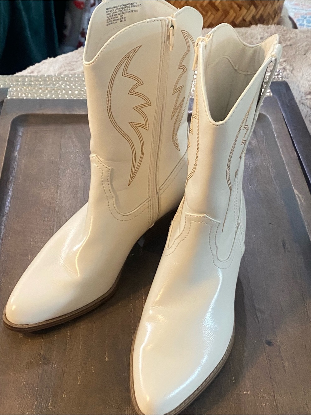 No Boundaries Cream Western Ankle Boots